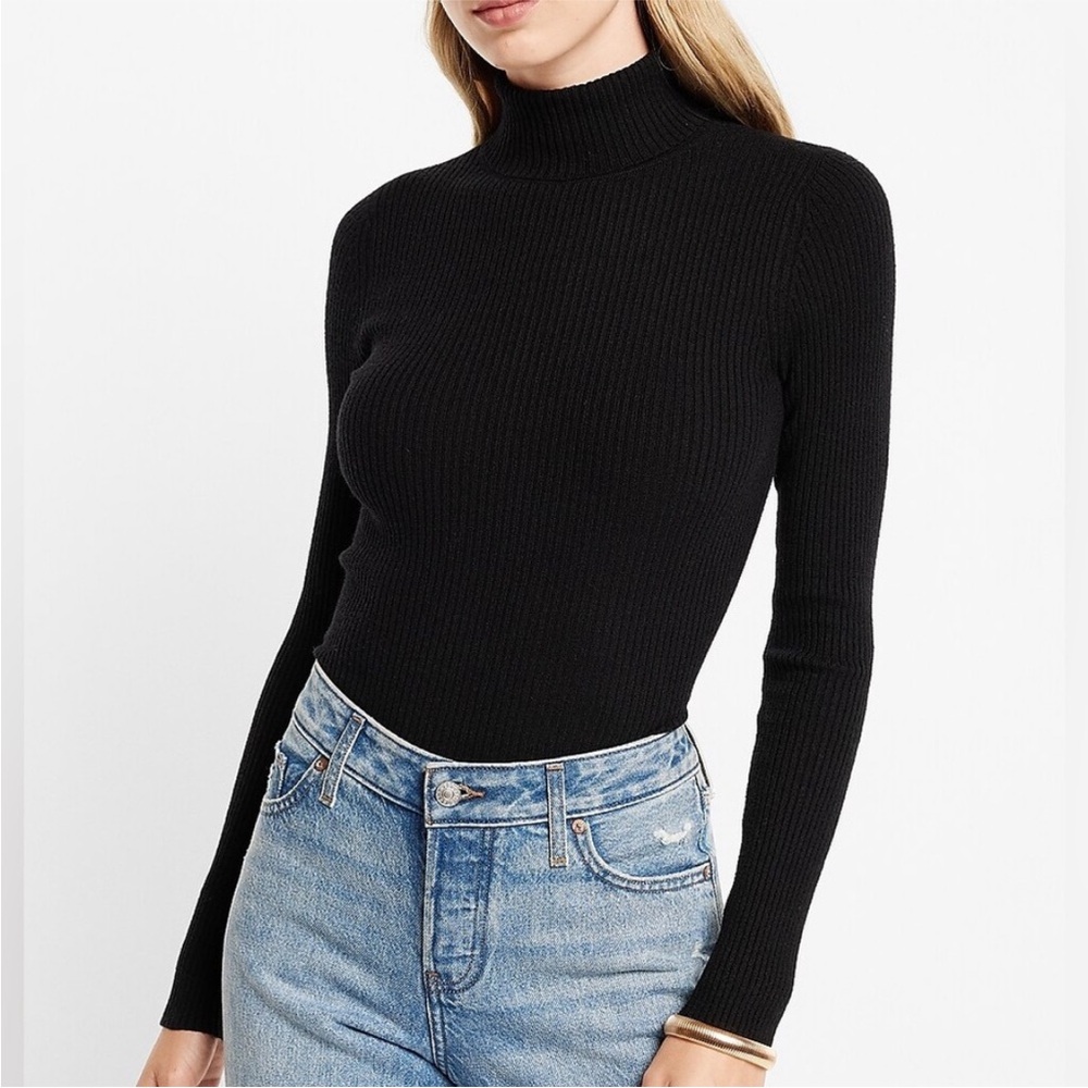 Express Green Ribbed Longsleeve Turtleneck Sweater XS